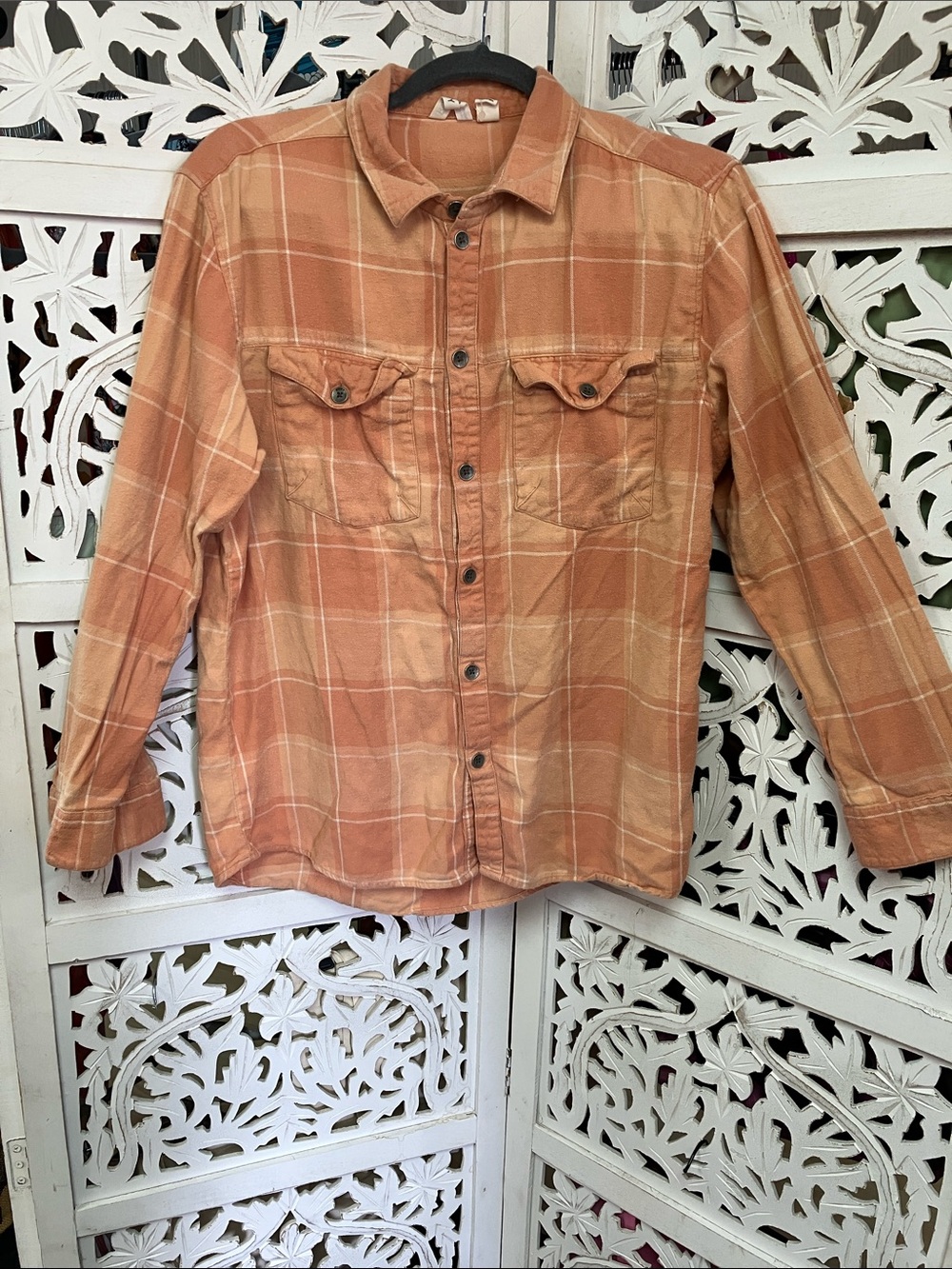 Roxy women’s Plaid Button-Up Shirt jacket, size M, color: orange.